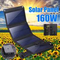 160W składany Panel słoneczny 5V przenośna ładowarka baterii Port USB zewnętrzny wodoodporny Power Bank na telefon PC Car RV Boat 1